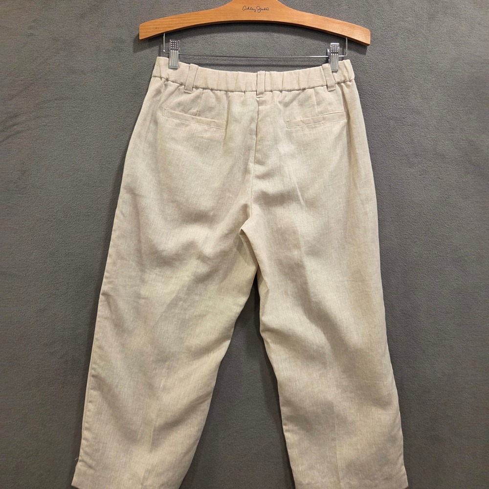 Liz Claiborne Audra 100% Linen Crop Pants Womens Size 4 Coastal Minimalist Chic - Picture 5 of 14